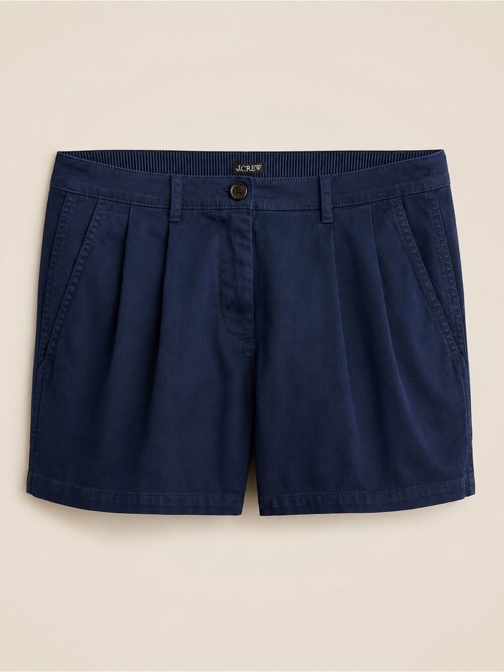New J.Crew Womens 6 Navy 3” Pleated Heritage Chino Shorts High Rise Cotton NWT